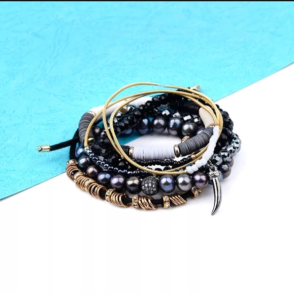 Beautiful Trendy 8Pc Natural Stone Bracelet Set - Picture 7 of 8